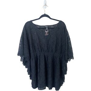 Style & Co Black Lace “Ocean View” Bathing Suit Swimsuit Coverup Size Small NWT